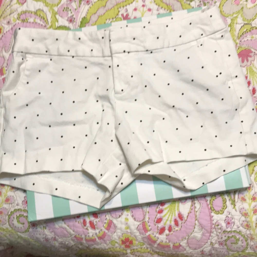 White and black polka dot shorts